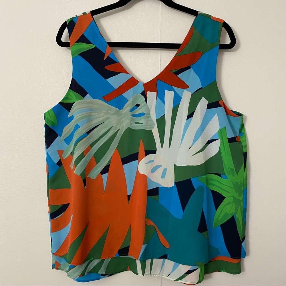 Ann Taylor Multicolor Tropical Print Sleeveless Tank Top